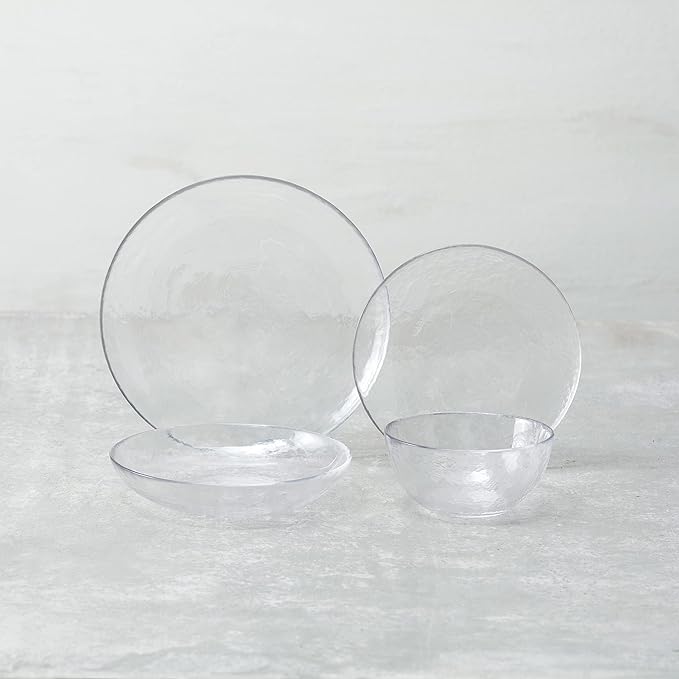 Fortessa Los Cabos Glass Dinnerware Collection, Dinner Plate (Set of 4), 10.5 Inch, Clear