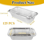 STARVAST 125 PCS Aluminum Pans 7.9 x 4.3 inch Disposable Loaf Pans With Clear Lids, 1.5lb Food Storage Containers Tin Pan for Individual Bread, Cake, Street Treats