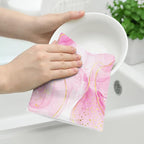 Pink Marble Kitchen Dish Towels and Dishcloths Sets of 2 Abstract Modern Dish Cloths Set, Absorbent Tea Towels Hand Towels for Kitchen Bathroom Bar Decor,Housewarming Gifts for Women