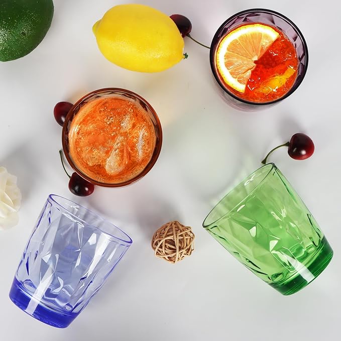 13 oz Plastic Tumblers Drinking Glasses, Clear Acrylic Drinking Cups Wine Glasses Beverage Cups Tumbler for Poolside Party, Outdoor&Indoor, Stackable, Dishwasher Safe, Easy to Clean, Large Capacity