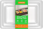 9-Pack Serving Tray for Parties, Serving Platter in 3 Sizes for Entertaining, Camping & Food Display, Plastic Trays for Cookies, Dessert, Stackable Rectangular Platters for Family(White)