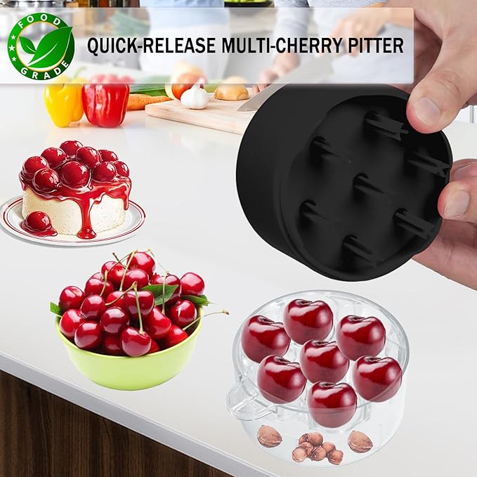 Cherry Pitter Tool Pit Remover, Multiple Cherry Seed Remover, 7 Holes Cherry Stoner Pitter Quick Release, Multiple Cherry Pit Remover Cherries Jam