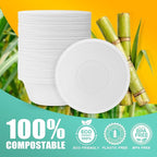 200 Count 16 oz Paper Bowls, Disposable Compostable Bowls, Heavy Duty Biodegradable Sugarcane Bagasse Bowl for Breakfast, Salad, Snacks, Fruits, Desserts, White