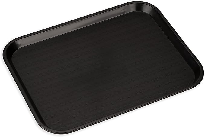 Carlisle FoodService Products Fast Food Cafeteria Tray 14" x 18", Durable Polypropylene with Slip-Resistant Surface, Stackable for Cafes and Schools, BPA-Free, Black
