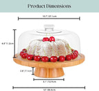 Homeries Bamboo Cake Stand with Lid, Cake Plate, (6 in 1) Multi-Functional Serving Platter, Large Cake Stand with Dome, Cake Display Stand with lid & Cake Dome - Use as Cake Holder, Cake Cover