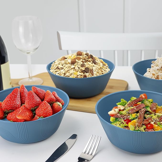 PYRMONT Wheat Straw Bowls 36oz Cereal and Salad Bowl Set of 8 Dishwasher & Microwave Safe Bowls for Kitchen, Plastic Bowls Reusable for Salad, Cereal, Snack, BPA-Free
