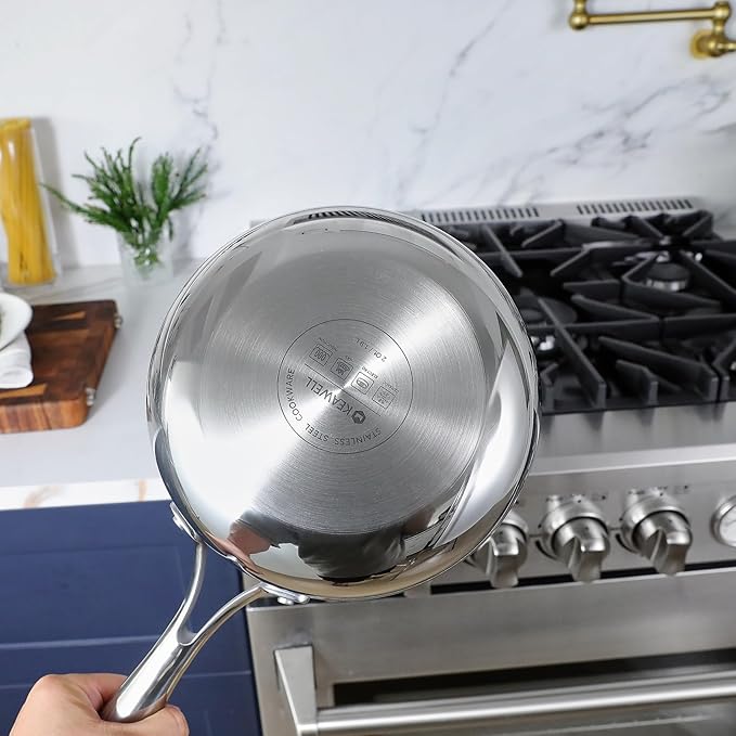 KEAWELL K3 Premium 2-Quart Tri-Ply Stainless Steel Saucepan with Lid, Induction & Oven Safe up to 600°F, Even Heating, Professional Cookware for All Stovetops (2-Qt)
