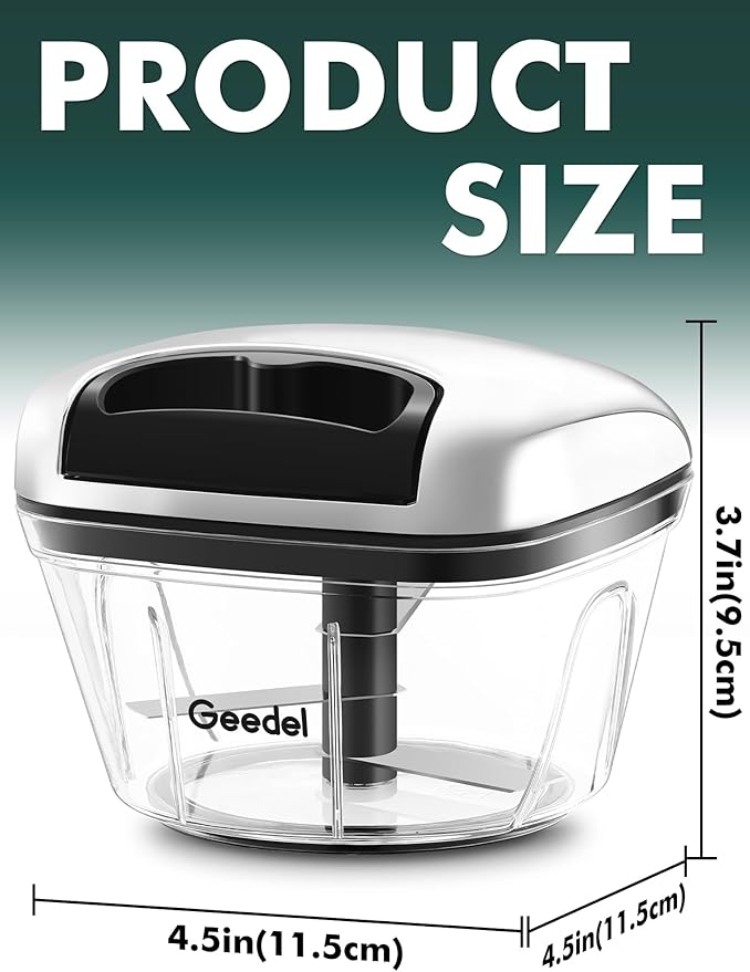 Manual Food Processor Vegetable Cutter, Geedel Pull Chopper with String, Food Chopper Vegetable Cutter for Veggies, Fruits, Salad, Onion, Ginger, Nuts.