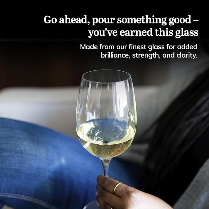 Libbey Signature Kentfield All Purpose Wine Glasses Set of 4, Red and White Long Stem Wine Glasses, Curvature Wine Glass Gift Set for All Occasions