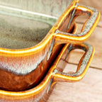 Rectangular 10 x 8 Casserole Dish, 1.9 Qt Ceramic Au gratin Baking Dish with Handles, or for mixing, salad, pasta plate, Best gift for those who love baking, Microwave, Oven safe