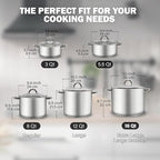 Cook N Home Stockpot with Lid, Basics Stainless Steel Soup Pot, 12-Quart