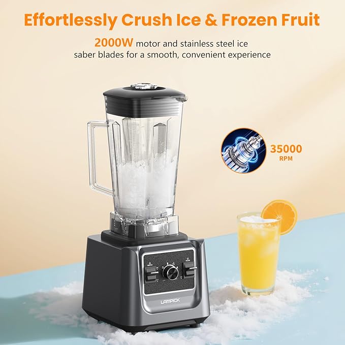 Blenders for Kitchen, 2000W Professional Grade High-Speed Countertop Blender with 68oz Pitcher & 27oz To-Go Cup for Smoothies, Ice, and Frozen Fruit, BPA-Free, Dishwasher Safe