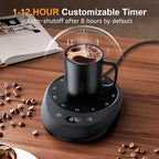 MEION Coffee Mug Warmer for Desk, Coffee Cup Warmer, 4 Temp Settings & 1-12H Timer, Coffee Warmer with Auto Shut Off Smart Gravity Sensor, Beverage & Candle Warmer Coffee Gifts Accessories(Black)