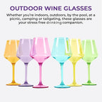 Acrylic Colored Wine Glasses Set of 6 | BPA-Free Plastic, Tritan & Acrylic - Stemmed wine glasses, Dishwasher Safe, Unbreakable Glass for Indoor & Outdoor (jewel)