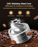Manual Coffee Grinder,Hand Coffee Grinder with 30 Adjustable Settings,CNC 420 Stainless Steel Espresso Conical Burr-Portable Multi-Bearing Design for Pour Over,French Press & Moka pots