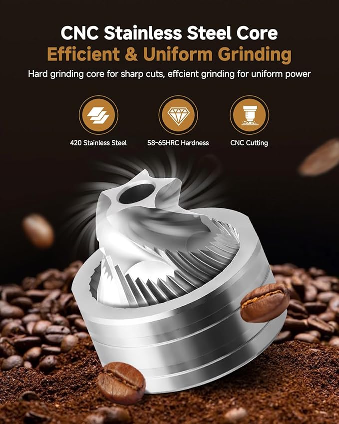 Manual Coffee Grinder,Hand Coffee Grinder with 30 Adjustable Settings,CNC 420 Stainless Steel Espresso Conical Burr-Portable Multi-Bearing Design for Pour Over,French Press & Moka pots