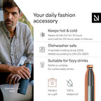 LARS NYSØM Stainless Steel Insulated Water Bottle 12 oz 17 oz 25 oz 34 oz 51 oz | Insulated Thermo Flask for Hot and Cold Beverages | Leakproof Drinking Bottle (Pumpkin Orange, 25.4 oz)