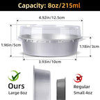 Beasea Mini Pie Pans with Lids, 120 Pack 4 Inch 8oz Disposable Mini Cake Pans Creme Brulee Aluminum Foil Pie Tart Ramekins Tins Silver Small Individual Round Containers Oven Safe for Baking