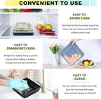 P&P CHEF Square Baking Pan with Lid, Nonstick Stainless Steel Square Cake Pan and Plastic Lid, Black Bakeware Tin for Lasagna Brownies, Sturdy & Easy Clean, (8 Inch, 2Pcs)