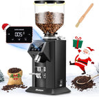 Huanyu Professional Coffee Grinder with 74mm Flat Burr 53ounce Bean Hopper 15 Infinite Grinding Settings Electric Coffee Grinder with Touching Screen Black
