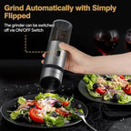 SIMPLETASTE Gravity Electric Pepper Mill and Salt Grinder Set Rechargeable with LED Light, Stainless Steel Body, Adjustable Coarseness for Pepper and Salt, gift to Men/Women