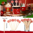 360 Pcs Christmas Candy Wooden Coffee Stirrer Disposable Wooden Cocktail Drink Stirrers Christmas Stir Sticks Beverage Mixer for Coffee Milk Cocktail Tea Hot Drinks Party Supplies(Vivid)