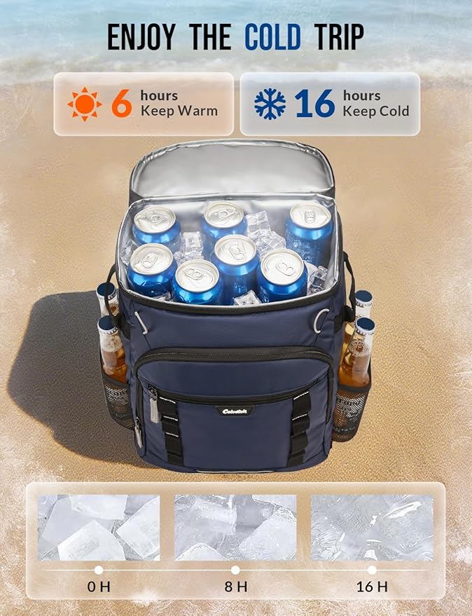 Backpack Cooler Insulated Leak Proof 36/40 Cans Large Capacity Soft Insulated Cooler Bag Lightweight Lunch Backpack for Men Women Work Travel Beach Camping Picnic Hiking - Navy Blue