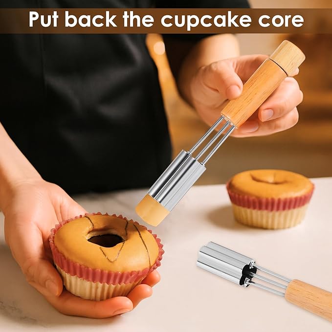 Cupcake Corer Tool - Stainless Steel Cupcake Hole Punch for Filling, Durable Cupcakes Filler Tool with Flower Design for Baking Accessories