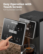 AIRMSEN Grind & Brew Coffee Maker with Grinder - Single Serve Machine Compatible with K-Cup Pods & Ground Coffee, 1000W Fast 6-14oz Brewer, Descaling Alert, Touchscreen & 50oz Removable Tank