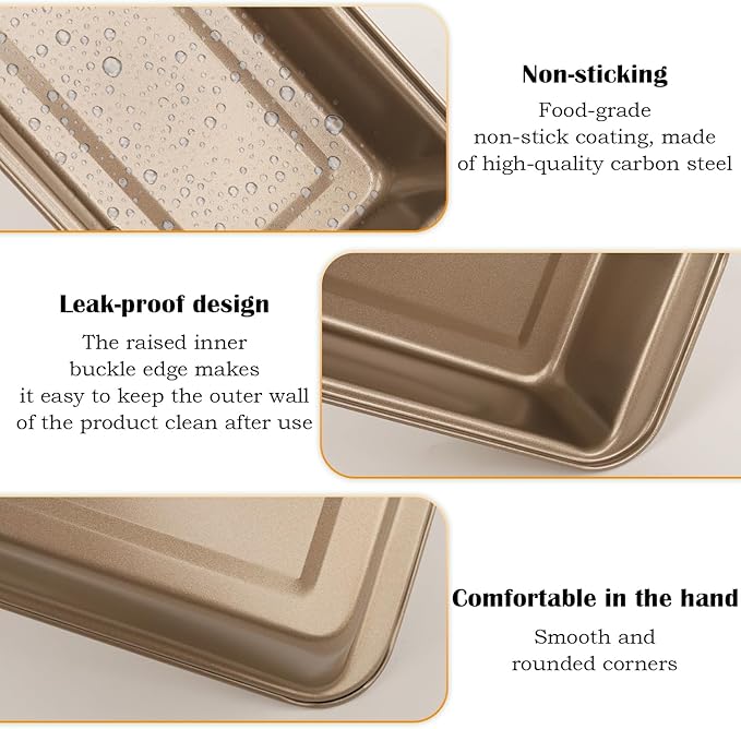 Small Mini Loaf Pans Nonstick Bread Pans Set, 12-Pack, 10x5.1x2.5 in, Thick Carbon Steel, Oven & Air Fryer Safe, Cute Baking Tins, Easy-to-Clean, Durable Bakeware for Mini Bread & Cakes (Gold)