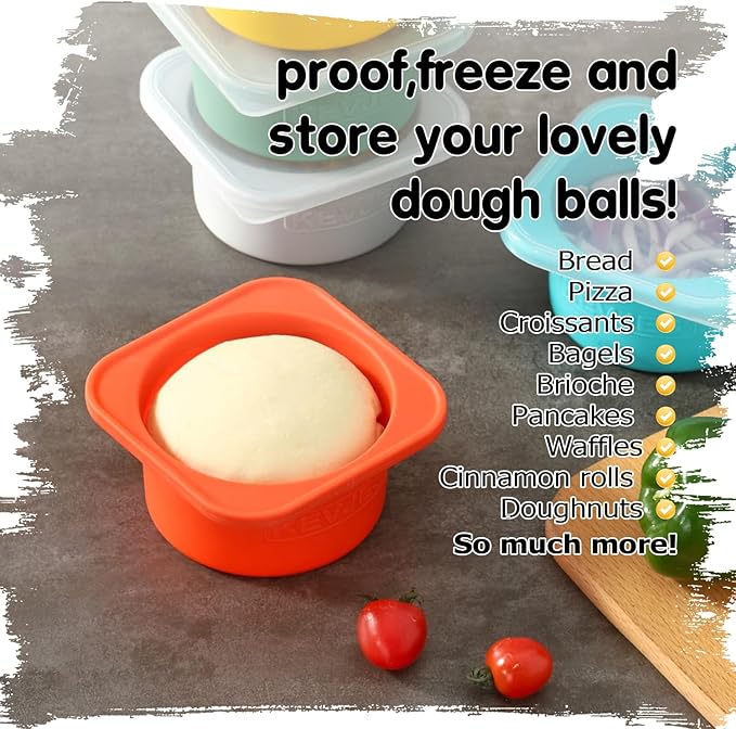 PLUS 1000ml Pizza Dough Proofing Containers for DIY family Artisan Pizza, Food Grade Silicone Stackable Boxes with Lids, Freezer, Fridge, Dishwasher Safe,4sets (Green)