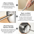 Mini Butter Warmer Pot, Milk Pot with Long Handle Sauce Pan with Pour Spout, Butter Melting Pots with Silicone Spatula for Chocolate,Candy,Coffee Tea Soup, 500ML, Silver