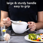 Chulan 22 oz Extra Large Bone China Cereal Mug Set of 4, Oversize White Ceramic Latte Mugs, Jumbo Soup Mugs Coffee Cups with Handles for Chocolate Cocoa Beverage Milk Salads Yogurt, Microwave Safe