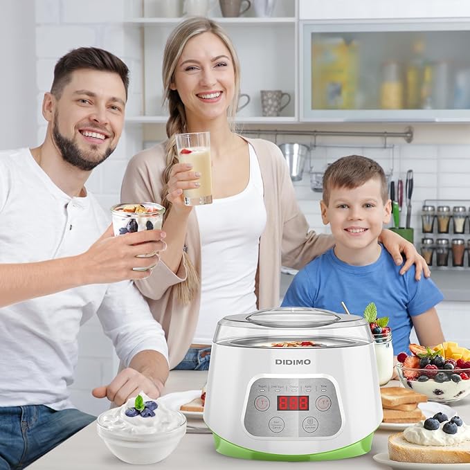 Yogurt Maker, Electric Yogurt Maker Machine with Transparent Lid, White/Green Cheese Maker for Home/Restaurant/Party