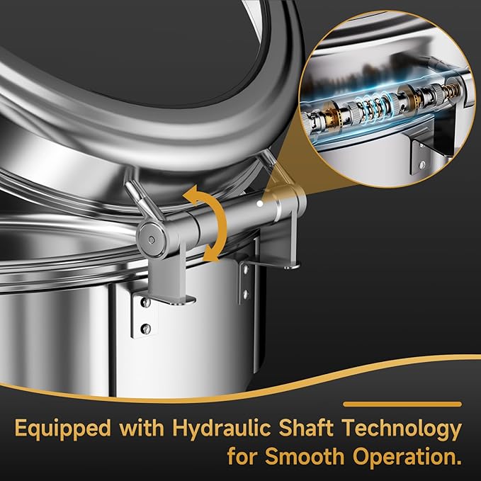 Chafing Dishes for Buffet, 6QT Round Stainless Steel Chafing Dish with Transparent Hydraulic Lid, 304 Food Pan, Buffet Warmer for Parties and Events (Silver)