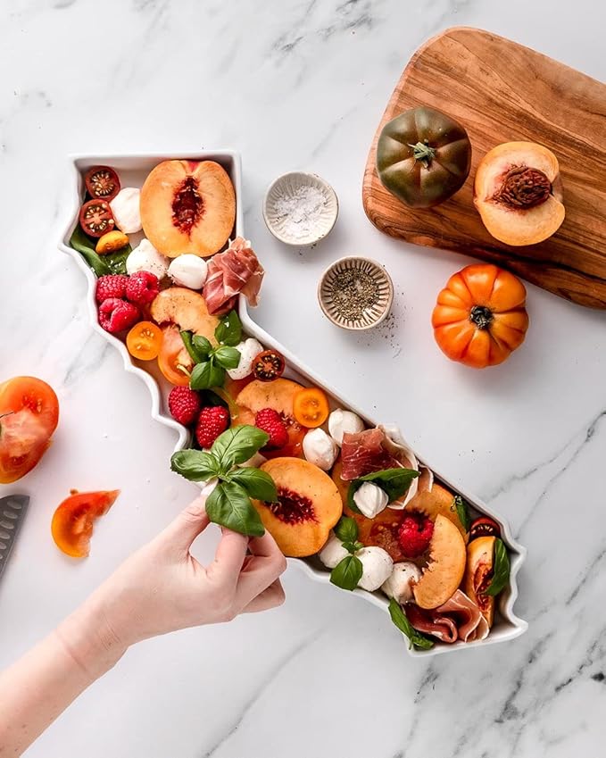 California Shaped Baking Dish Serving Platter or Decorative Tray Charming Porcelain Bakeware Oven Microwave and Dishwasher Safe