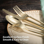 Alata Bailey Champagne Gold 20-Piece Forged Stainless Steel Flatware Set Cutlery Set, Service for 4, Silver Finish, Dishwasher Safe