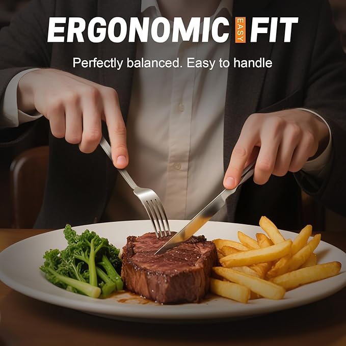 SSGP Silverware Set for 8, 40 Piece Heavy Duty Stainless Steel Serving Flatware Utensils Set, Mirror Finish, Elegant & Durable, Modern Design Dishwasher Safe Cutlery Set for Home Wedding Housewarming