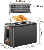 Mecity Toaster 2 Slice Stainless Steel Body Timer, Bagel/Defrost/Reheat/Cancel Functions,Warming Rack, Removable Tray, 6 Browning Settings, Extra Wide Slots, Bread Toaster, 120V 800W Grey