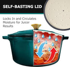 MÜELLERHOME 4.5 QT Enameled Cast Iron Dutch Oven, Heavy-Duty Casserole Dish and Braiser Pan with Lid, Oven-Safe up to 500° F & Across All Cooktops, Housewarming Gifts New Home, Emerald