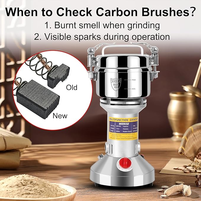 Grain Flour Mill Grinder Electric,550g Food Spice Powder Wheat Maker Stainless Steel Rice Bread for Kitchen Home Commercial Pepper Coffee Corn Nut Dry