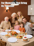 WDF 200pcs White Plastic Plates Disposable - Heavy Duty Plastic Plates for Party - Include 100 x 10" Dinner Plate and 100 x 7" Dessert/Cake Plate - Ideal for Weddings/Parties/Events