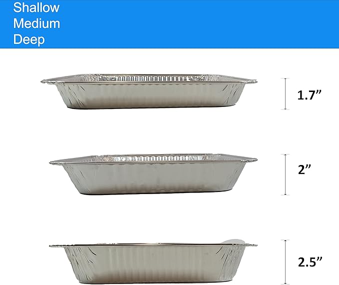 [20 Pack] 9x13 Disposable Foil Pans Aluminum Drip Pans - Half Size Steam Table Aluminum Trays without Lids - Great for Cooking, Heating, Storing, Prepping Food (9"x13"x2")