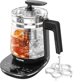 Glass Electric Kettle With Tea Infuser and Temperature Control - 1.5L Stainless Steel Tea Maker, 1200W Rapid Boiling, Programmable Control for Teas and Coffee - Black