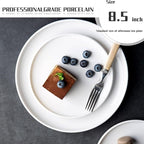 Amazon 6-Piece 8.5" White Dinner Plates Lightweight Round Plates, Simply Dessert Plate, Triple Layer Glass and Chip Resistant, for Microwave and Dishwasher Safe Scratch Resistant, Winter Frost White