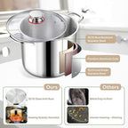 LIANYU 10 Quart Pot with Lid, 10QT Tri-Ply Heavy Duty Stock Pot, 18/10 Stainless Steel Stockpot, Canning Pasta Cooking Stockpot for Induction, Gas&Electric Cooktops, Visible Lid