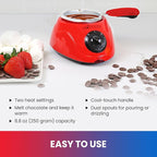 Total Chef Single Pot Chocolate Melter - Electric Candy Melting Hot Fondue Pot With 32+ Accessories, Serving 1 cup Dark or White Melted Chocolate For Dipping Party Desserts, 8.8 Oz (250 g) Capacity