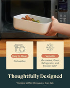 Caraway Glass Food Storage - 6.6 Cup Glass Container - Ceramic Coated Food Container - Non Toxic, Non Stick Lunch Box Container with Glass Lids - Dishwasher, Oven, & Microwave Safe - Sage