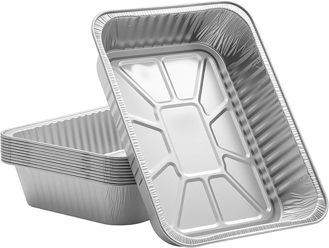 Disposable Aluminum Foil Pan, Family Size Baking Container, Deep Rectangular,9×13 Half Size,Tin Pans for Roasting,Catering,Picnic or Holiday needs (10 Pack)