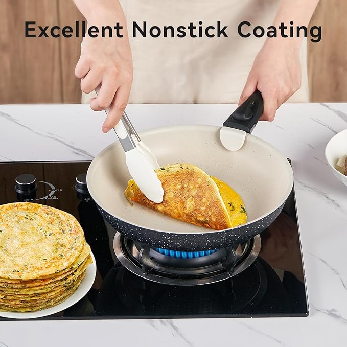 22Pcs Nonstick Ceramic Cookware Set with Detachable Handles, Oven & Induction Safe Pots and Pans, Non-Toxic Kitchen Essentials for Family Cooking, Black